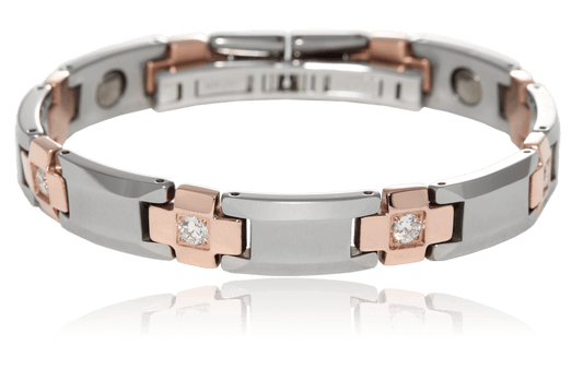 KENNO gold and silver two-color diamond-set magnet magnetic bracelet for men/women